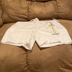“Royalty for me” size Medium white drawstring pull on shorts.